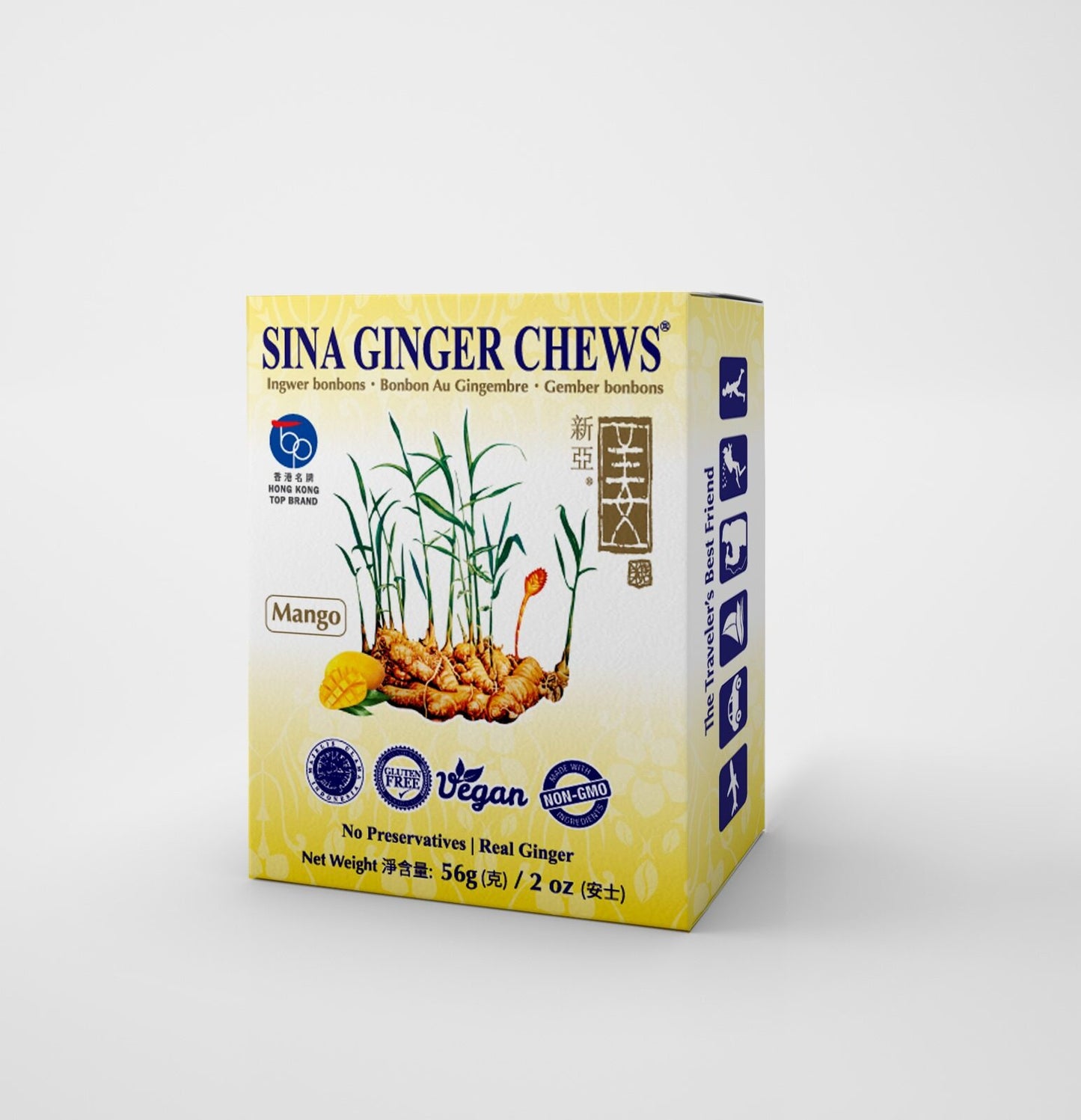 SINA - Ginger Chews | Spicy Sweet Candy | Made from Fresh Ginger | Travel Size 56g