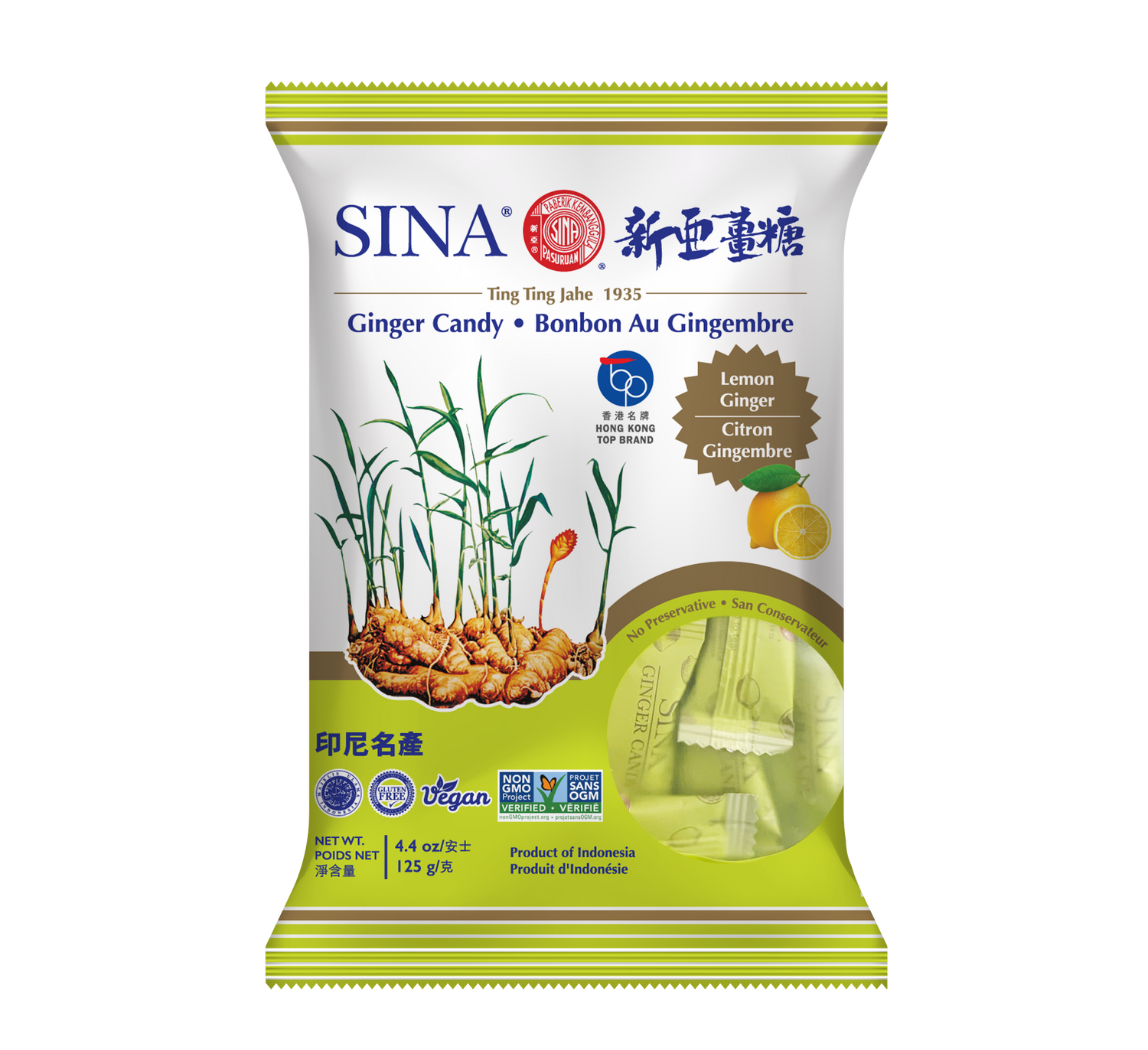 SINA Ginger Candy | Lemon Ginger | Made from Fresh Non GMO Ginger | 125g Pack Daily-Cravings.com